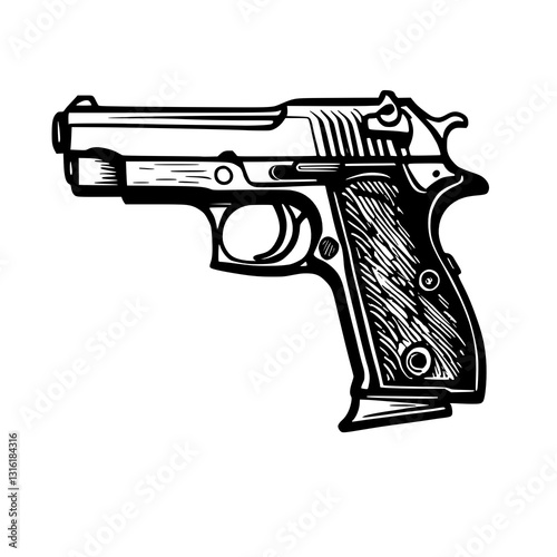 gun cartoon, hand drawn illustration