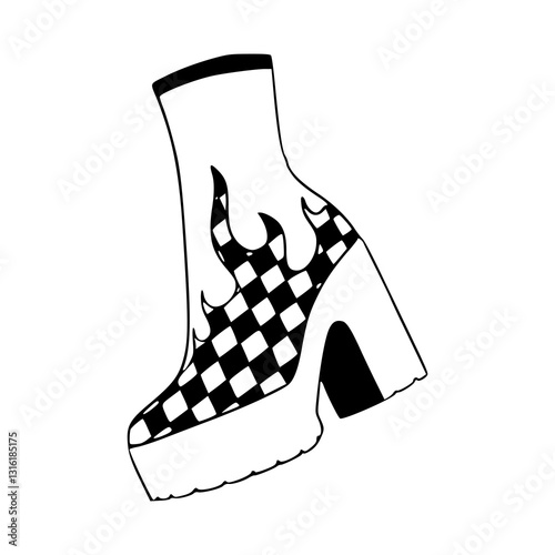 fashion footwear clipart - patterned boots