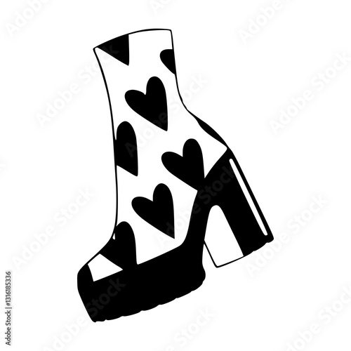 fashion footwear clipart - patterned boots