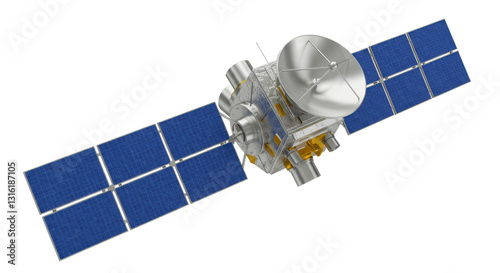 Isolated Detailed Satellite with Solar Panels