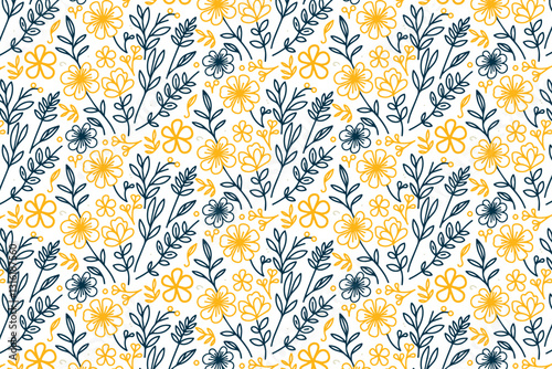 minimalist one line floral pattern with continuous abstract flowers and trendy leaf details for textile and wallpaper applications
