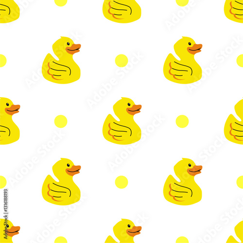 Seamless Pattern with Cartoon Duck