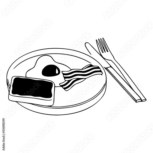 breakfast meal line art vector