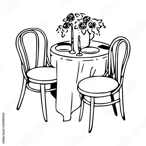 romantic dinner table vector illustration