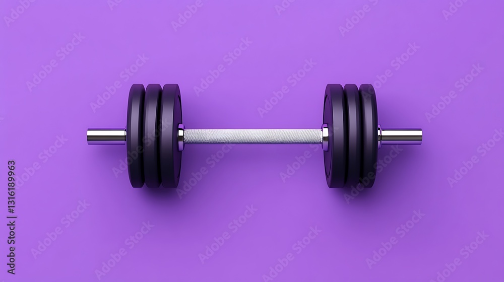 Black Dumbbell on Purple Background: 3D Rendered Fitness Equipment AI Generated Black Dumbbell on Purple Background: 3D Rendered Fitness Equipment AI Generated