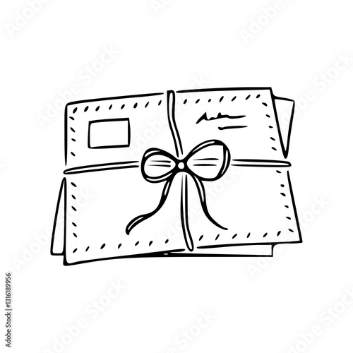 wrapped letters with bow vector illustration