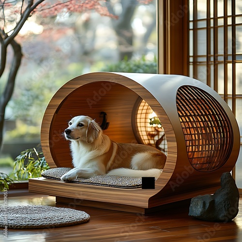 Comfortable Indoor Dog Home Designed With High-Quality Wood And Soft Bedding Photo