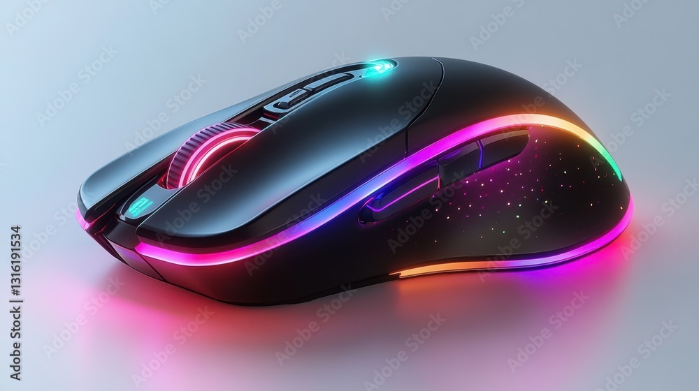 Gaming mouse with sleek RGB design on white background Gaming mouse with sleek RGB design on white background