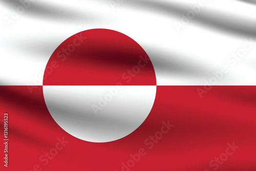 Greenland flag official colors and proportion digital vector illustration. Pleated flag.