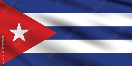 Cuba flag official colors and proportion digital vector illustration. Pleated flag.