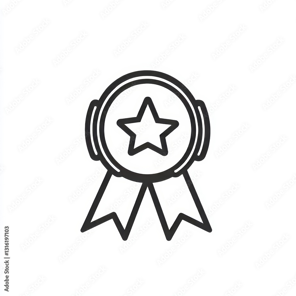 A star and ribbon adorn a circular medal presented in a minimalist style