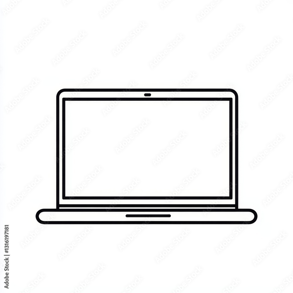 A minimalist technology design concept is represented by a sleek laptop with a blank screen display A minimalist technology design concept is represented by a sleek laptop with a blank screen display