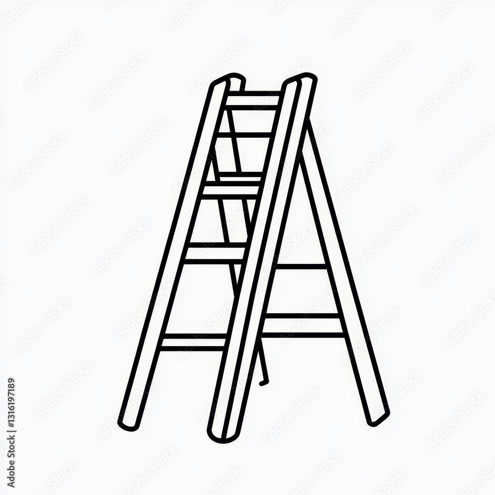 The minimalist symbol of a ladder represents the concepts of progress, achievement, and social ascent The minimalist symbol of a ladder represents the concepts of progress, achievement, and social ascent