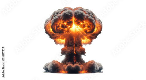 Isolated Nuclear Explosion Mushroom Cloud