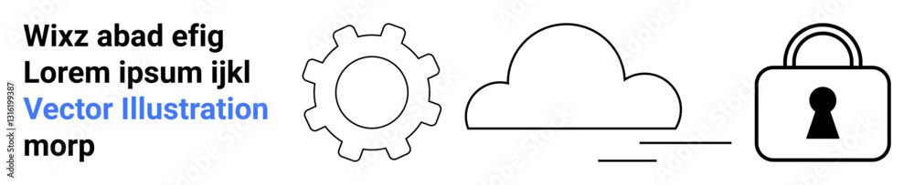 Gear representing settings, cloud symbolizing cloud storage, and lock showcasing security. Ideal for technology, cloud computing, data protection, cybersecurity, IT solutions, software development Gear representing settings, cloud symbolizing cloud storage, and lock showcasing security. Ideal for technology, cloud computing, data protection, cybersecurity, IT solutions, software development
