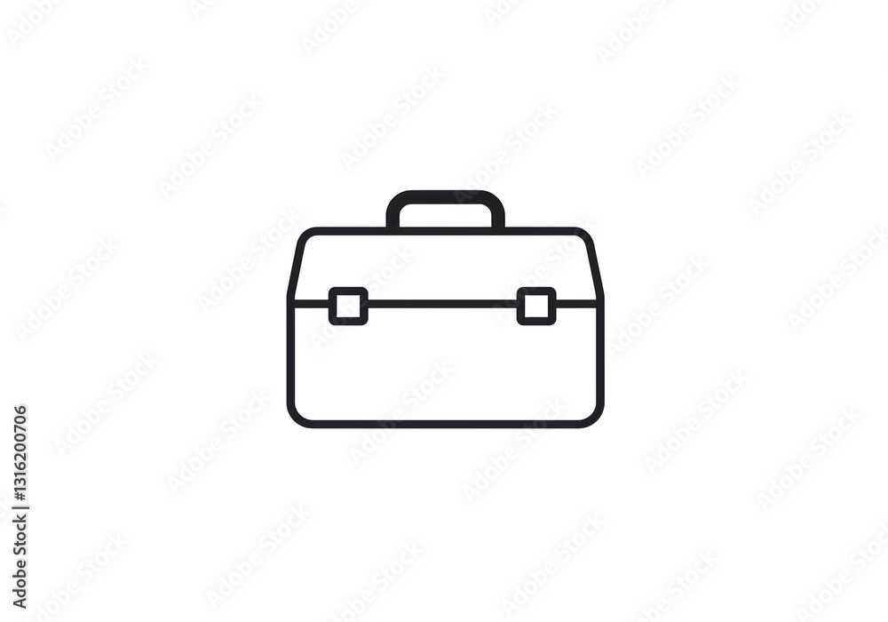 Isolated Black Toolbox Icon with Handle and Clasps Isolated Black Toolbox Icon with Handle and Clasps