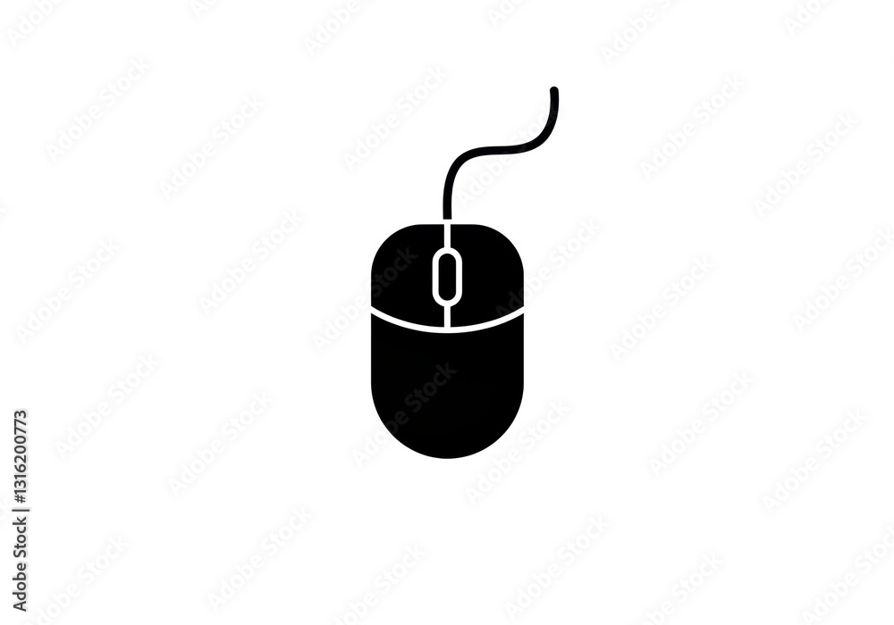 Isolated Black Computer Mouse Icon, Minimalist Design Isolated Black Computer Mouse Icon, Minimalist Design
