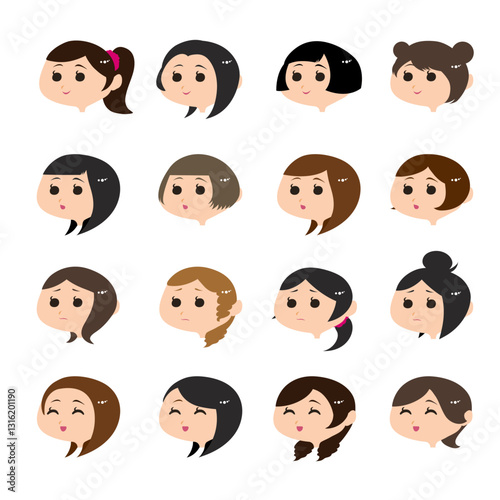 女性の表情素材