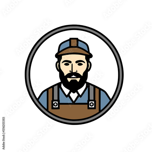 worker man with helmet cartoon