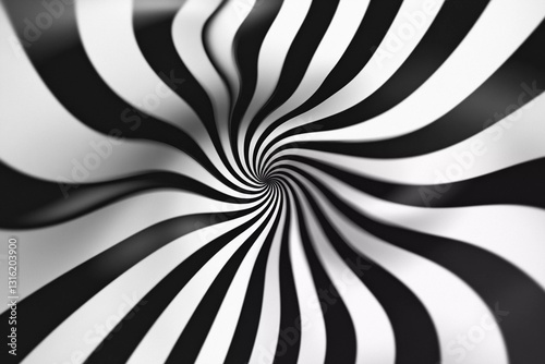 Swirling black and white checkered tunnel creates a mesmerizing optical illusion experience