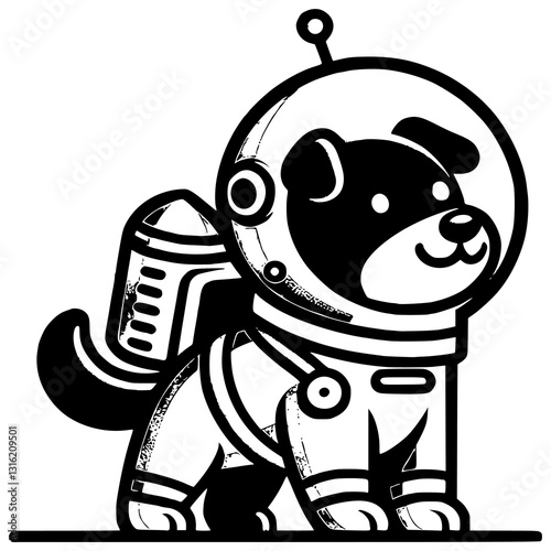 Space Explorer Pup: A charming illustration of a dog in an astronaut suit, set against a clean background, ready for cosmic adventures