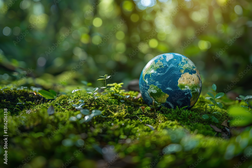 Greeting card with holiday composition for world environment day, abstract vivid composition consists of fictional unreal fantastic vision on background Greeting card with holiday composition for world environment day, abstract vivid composition consists of fictional unreal fantastic vision on background