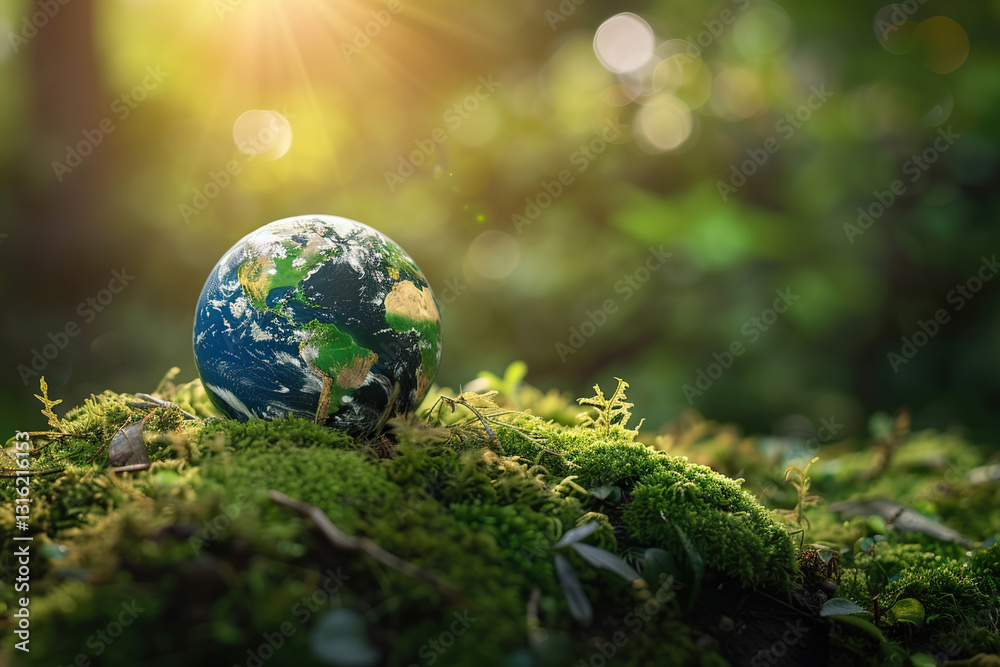 Greeting card with holiday composition for world environment day, abstract vivid composition consists of fictional unreal fantastic vision on background Greeting card with holiday composition for world environment day, abstract vivid composition consists of fictional unreal fantastic vision on background
