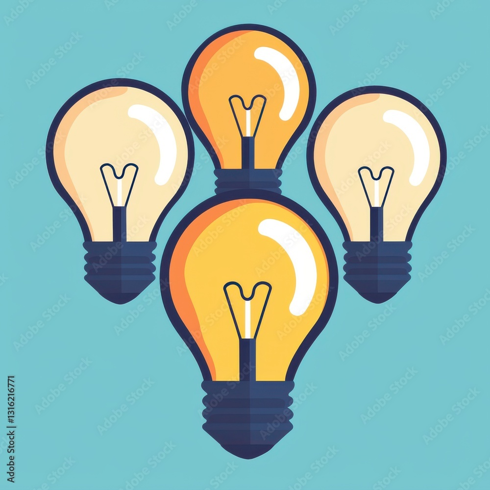 knowledge expansion cognition strategy concept. Light bulbs in various sizes against a blue background. knowledge expansion cognition strategy concept. Light bulbs in various sizes against a blue background.