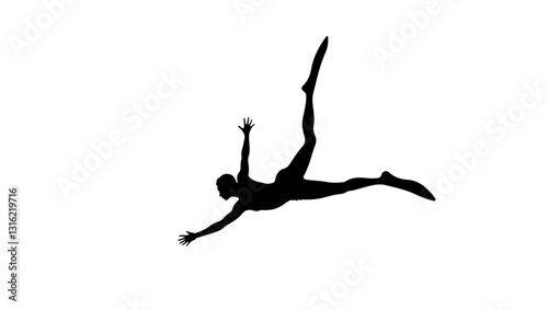 Diver Silhouette, Scuba Diver, Diving Vector, Underwater Silhouette, Black Silhouette, White Background, Scuba Diving, Ocean Exploration, Diver with Bubbles, Underwater Adventure, Marine Life Art