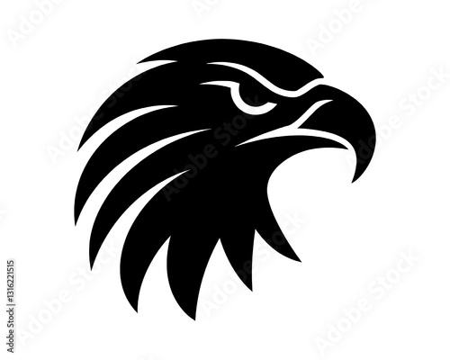 Majestic Eagle Head Silhouette | Hawk Head Silhouette – High Resolution Black Vector Icon for Logos,Tattoos,Military,Stickers, Branding | Sharp, Bold, Minimalist Eagle Design for Graphic, Web Projects