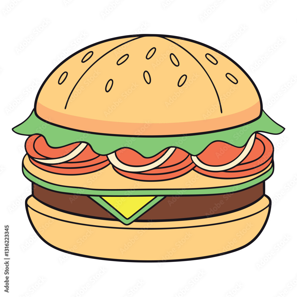 An image of a burger where-each-ingredient. An image of a burger where-each-ingredient.