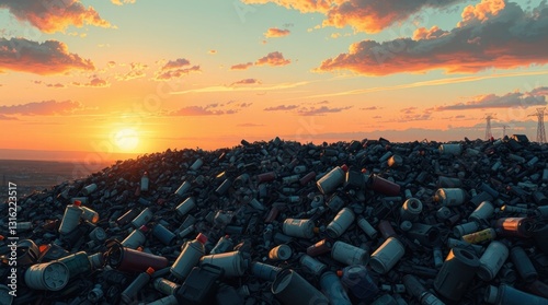 Plastic Waste Accumulation at Sunset Contradicts Natural Beauty and Environmental Concerns