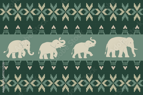 elephants pattern, Geometric
Beautiful Thailand,thai pattern,seamless,Traditional,ethnic,fabric pattern for textiles,rugs, wallpaper,clothing, sarong,batik,wrap,embroidery,print,background,cover, illu