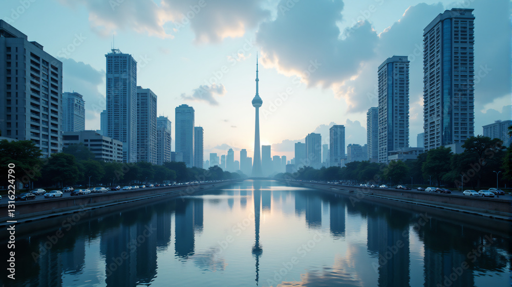 Fototapeta premium Stunning Cityscape at Dawn