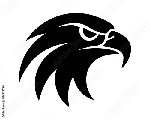 Majestic Eagle Head Silhouette | Hawk Head Silhouette – High Resolution Black Vector Icon for Logos,Tattoos,Military,Stickers, Branding | Sharp, Bold, Minimalist Eagle Design for Graphic, Web Projects
