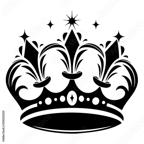Royal Crown Silhouette Vector Stunning Black Design in Transparent PNG