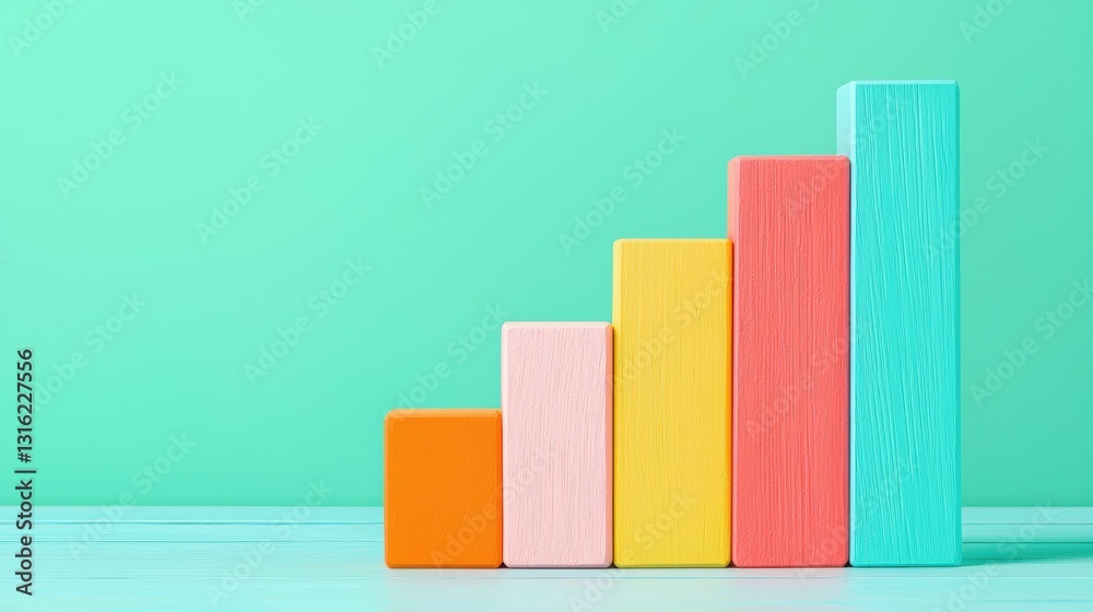 A colorful display of stacked blocks in varying heights against a teal background, symbolizing growth and progress. A colorful display of stacked blocks in varying heights against a teal background, symbolizing growth and progress.