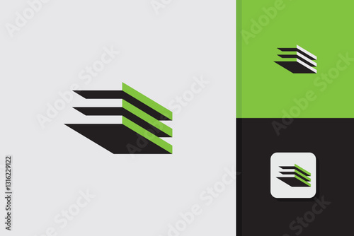 letter e block logo design vector template	