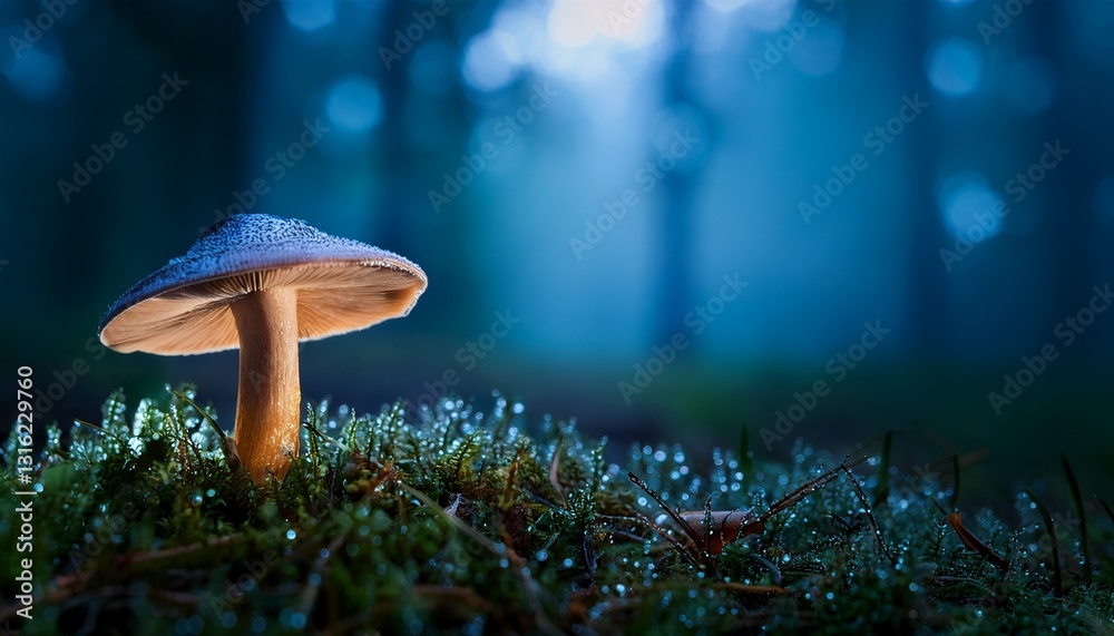 Fototapeta premium Glowing Mushroom in a Misty Forest