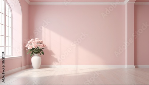 interior design scene with pink pastel color