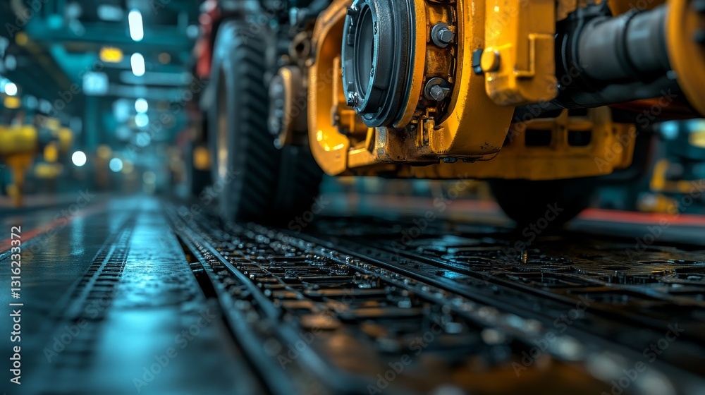 Fototapeta premium The pneumatic system of a semi truck axle requires a thorough examination