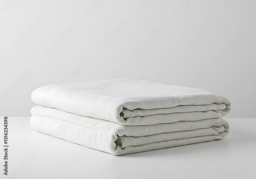 Folded White Blankets Stacked Neatly on a Plain Surface for Home Decor Folded White Blankets Stacked Neatly on a Plain Surface for Home Decor