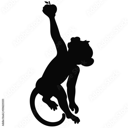 Playful monkey reaching for fruit, joyful aspiration