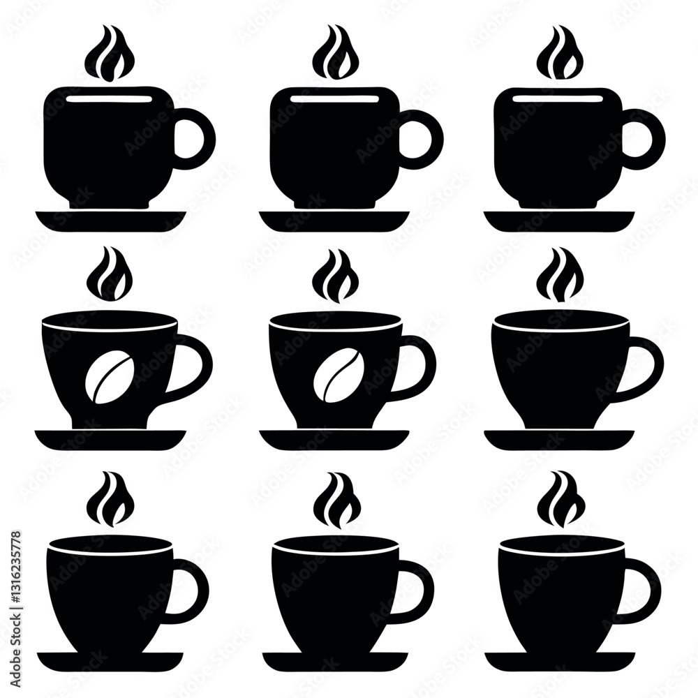 Set of 12 premium quality coffee cup vector. Set of 12 premium quality coffee cup vector.