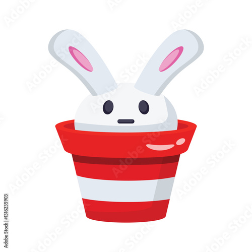 3d icon of easter bunny peeking out from pot