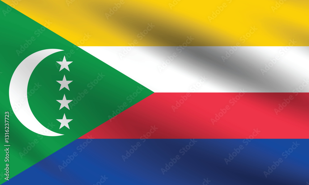 Obraz premium Comoros flag official colors and proportion digital vector illustration. Pleated flag.