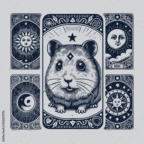 gothic hamster vector playing card tattoo design