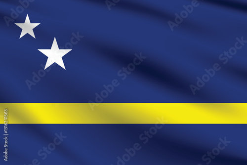 Curacao flag official colors and proportion digital vector illustration. Pleated flag.