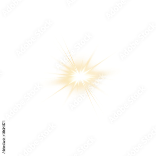 Realistic digital lens flare, Glowing sun light rays effect
