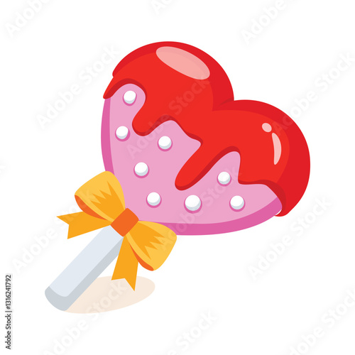 Easy to use 3d style icon of heart lollipop